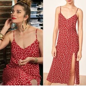 Euc Reformation Moray Cremini Sleeveless Light Spring High Slit Blue Dress 6 M